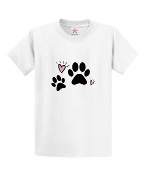 Dog Paws Unisex Classic Kids and Adults T-Shirt for Dog Lovers